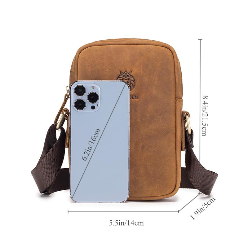 Schlatum Casual Men'S Shoulder Bags Business Messenger Bag High-Quality Men'S Crazy Horse Hide Bag'S Mini Large Capacity Pocket