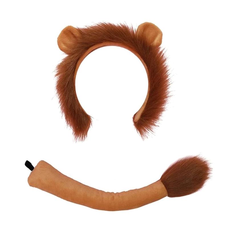 

Adults Kids Plush Cartoon Animal Ear Headband Tail Lions Costume Birthday Party Christmas Halloween Cosplay Costumes 1