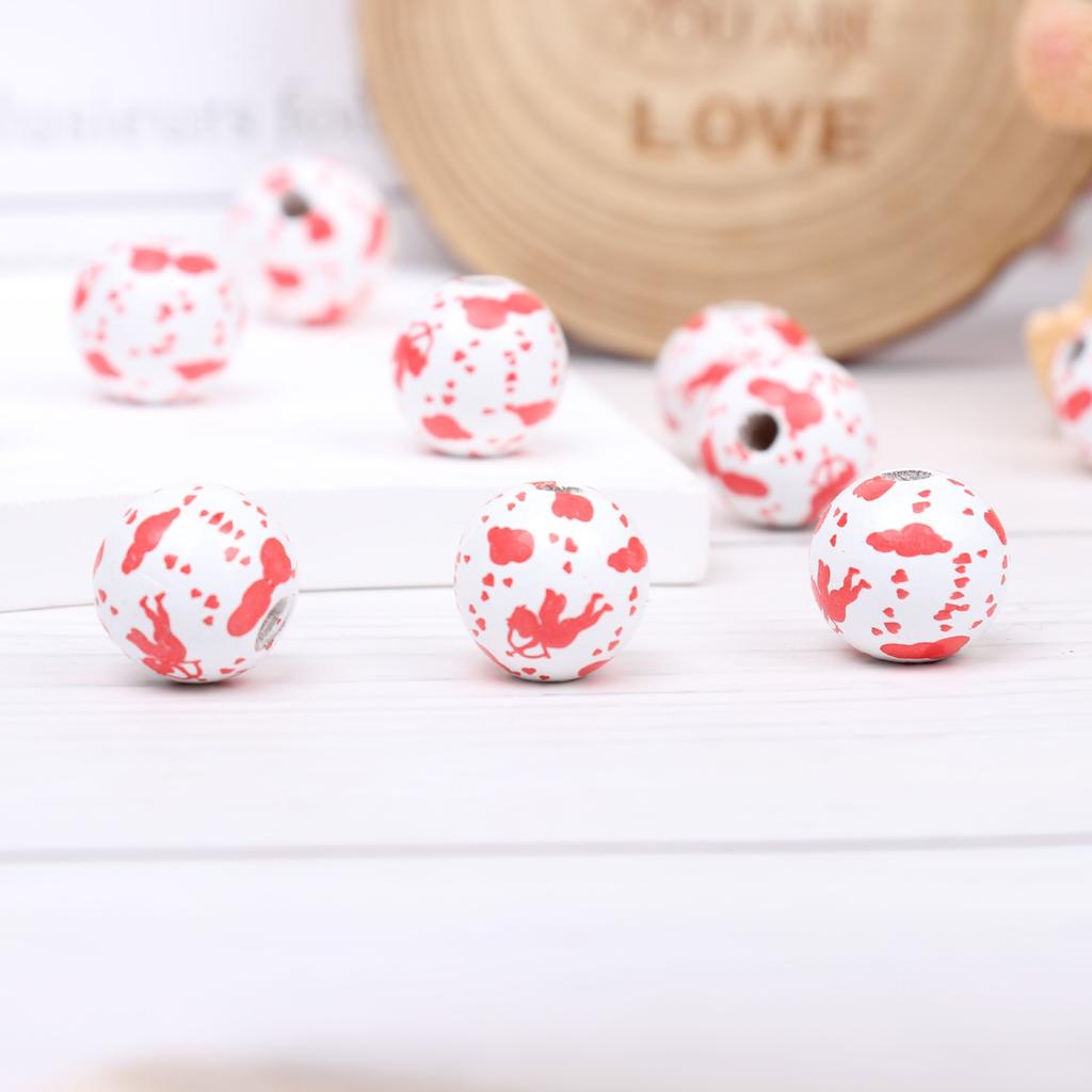Valentine'S Day Love Wooden Beads Home Decoration Colorful Wooden Beads Wreath Accessories Diy Fringed Hemp Rope Wooden Beads String