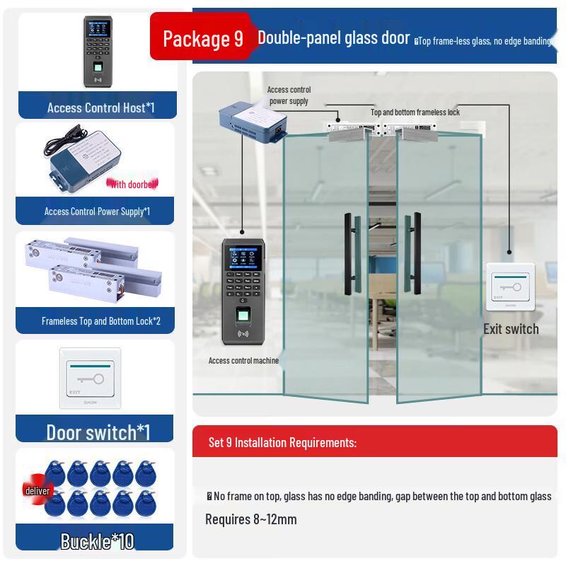 ZUCON Fingerprint Access Control System with Magnetic Lock CN plug (adapter included)