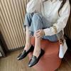 Loafers Women'S Shoes Single Real Soft Leather One Pedal Non-Slip Flat British Style Casual Soft Sole Lazy Bean