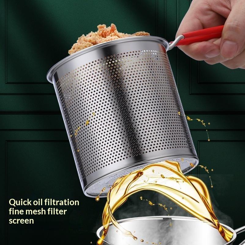 Stainless Steel Deep Fryer With Frying Basket Multifunctional Small Kitchen Pot For Frying Chicken And Other Cooking Tools