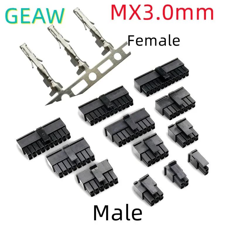 10 Satz Molex 3,0 mm Einsteck-Stecker Buchse Gehäuse Klemmen Verbinder 2*1/2/3/4/5/6/7/8/9/10/11/12P MX3,0 mm Doppelreihen-Verbinder