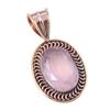 Natural Rose Quartz 925 Solid Sterling Silver Jewelry TwoTone Pendant 1.25" A2e27