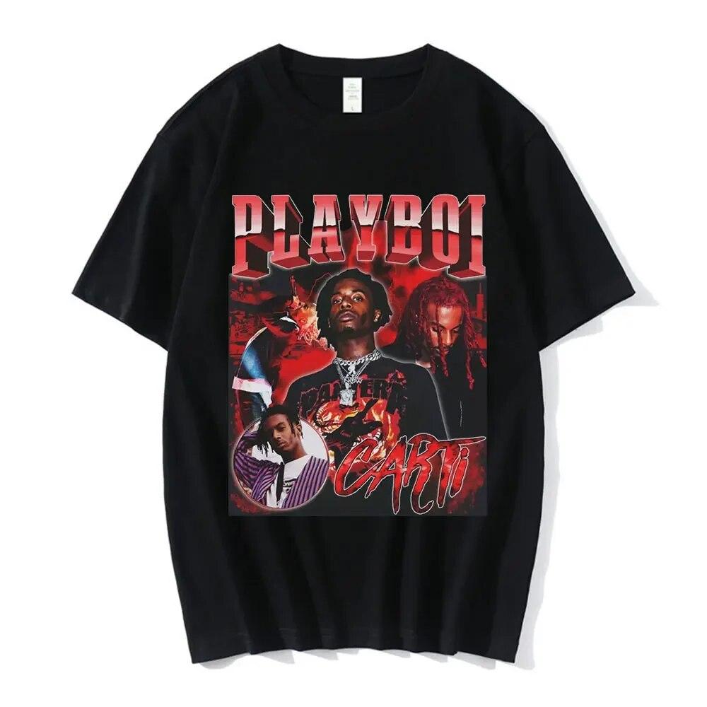 

Рэпер Playboi Carti Футболка унисекс и woУнисекс с рисунком Футболка большого размера в стиле хип-хоп, уличная одежда с короткими рукавами, унисекс, хлопковый топ для одежды