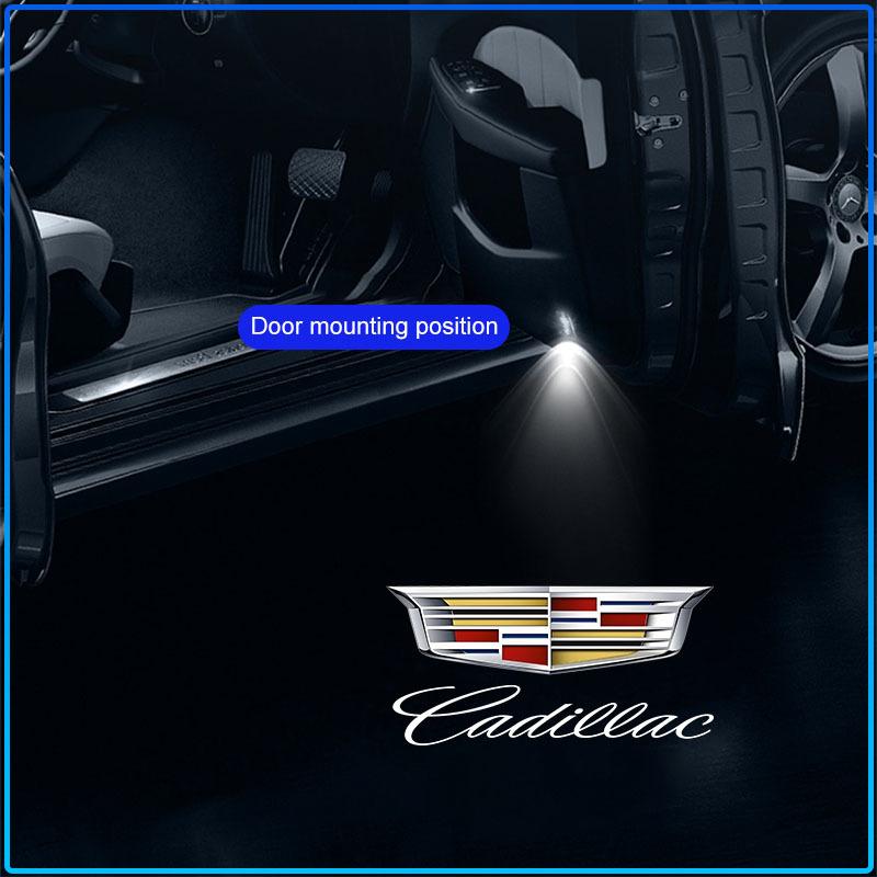 2 uds Luz LED de Bienvenida Insignia de Puerta de Coche Lámpara Proyector HD Inalámbrica Para Cadillac XT5 XTS CTS BLS SLS DTS SRX Escalade Tiburon Deville