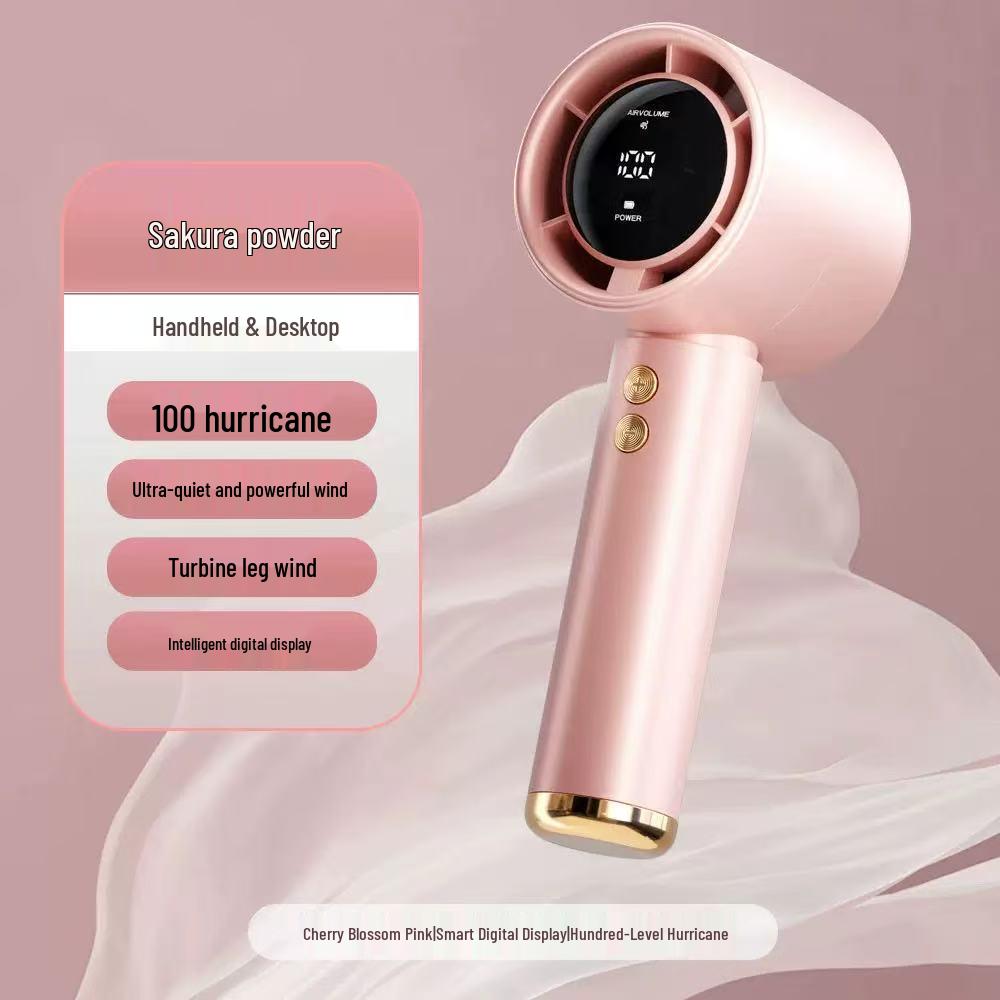 

N68 Rechargeable Mini Turbo Fan: 100-Speed Handheld & Portable USB Air Conditioner 58x60x158 mm рожевий
