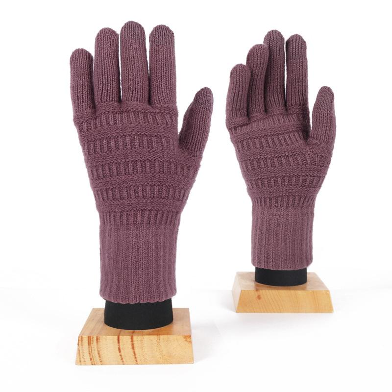 Hot-selling Adult Winter Gloves Women's Double-sided Jacquard Brushed Knitted Thermal Fleece Cycling Gloves Men