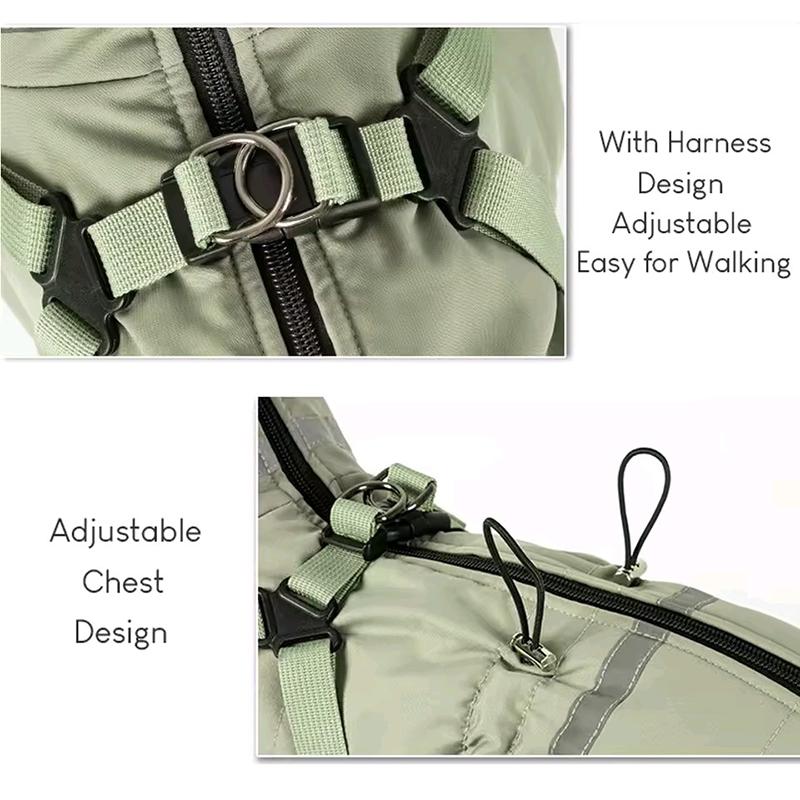 New Dog Clothes Winter Warm Overalls Small Medium Dog Jumpsuit Jacket Thicken Padded Coat with Harness Adjustable Reflective