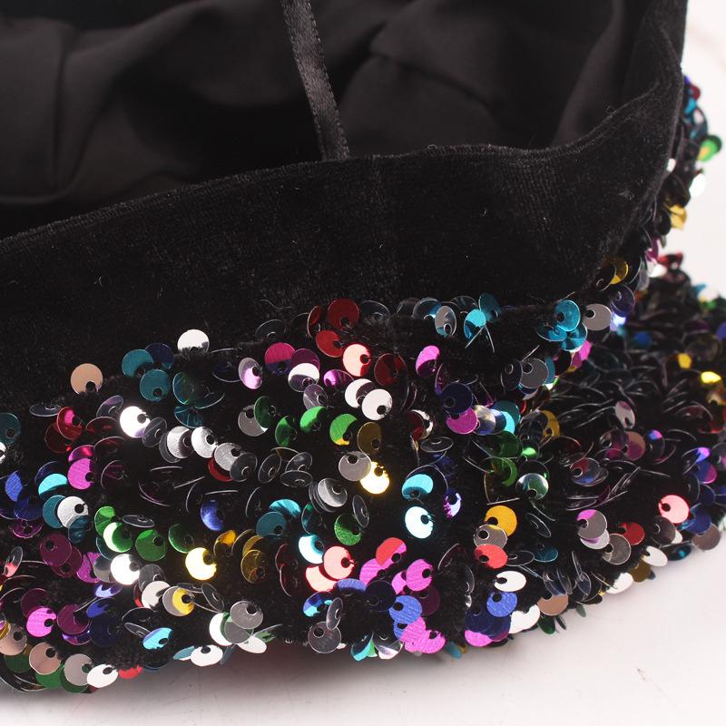 Hat Women's Sequined Fashionable Warm Knitted Painter's Beret
