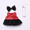 Cardigan Sitting Labubu Time Cloth Black Gauze Skirt 17cm Plush Dolls Clothes  Kids Girls Toys
