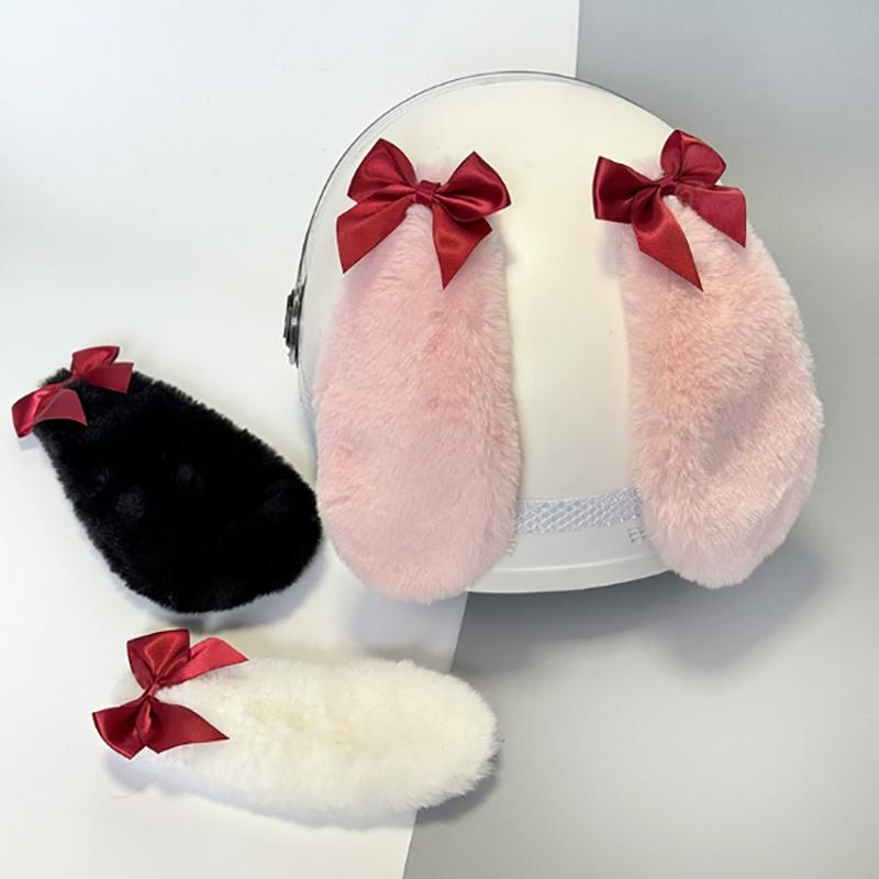 1Pair Motorcycle Helmet Decoration Ears Bow Cute Rabbit Ears Ski Helm Rabbit Ears Helmet Quick Release Accessories