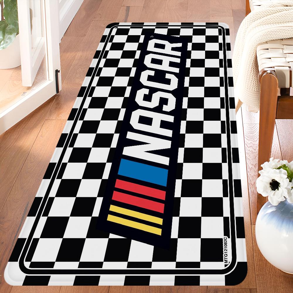 N-NASCARS Racing Car Hallway Carpet Non-Slip Laundry Room Mat Laundry Decor Balcony Child Living Room Toilet Rug