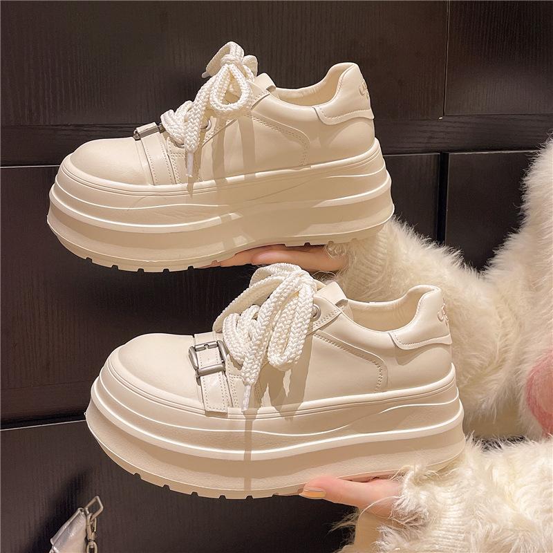 

Универсальные уродливо-милые круглоголовые платформенные популярные маффиновые парусиновые туфли женские 2025 весна новые большеголовые повседневные кеды тренд 35