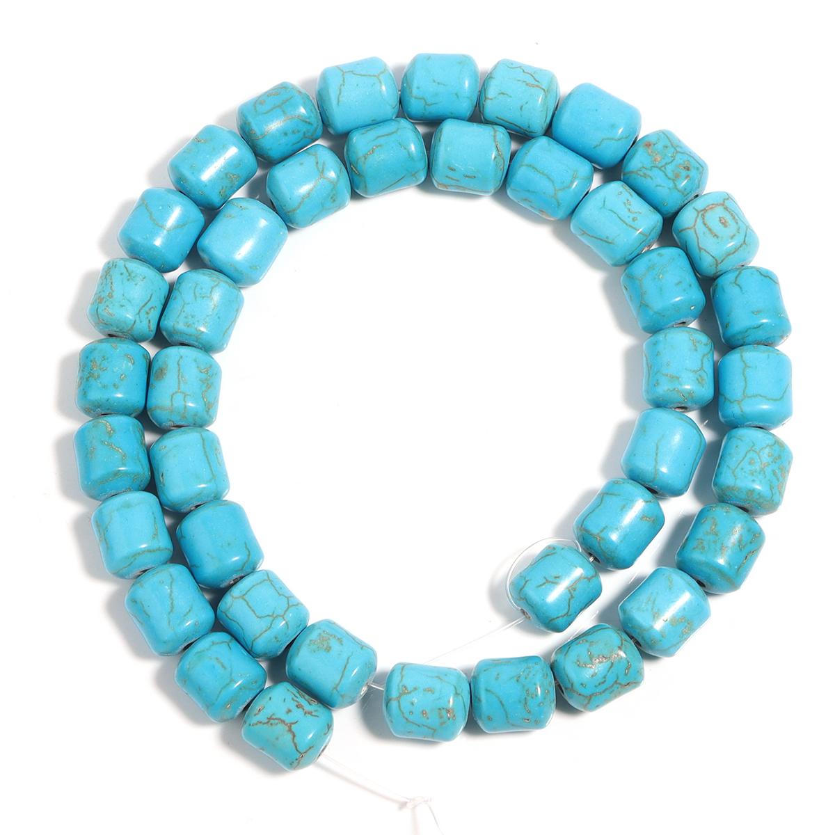 Natural Turquoise Stone Beads Blue White Cylinder Shape Loose Spacer Beads For Jewelry Making DIY Bracelets Necklace Accessories