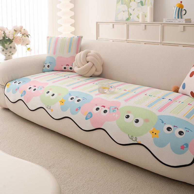 Summer New Special-Shaped Cartoon Color Funny Sofa Cushion, Living Room Cold Silk Cool Non-Slip Sofa Seat Cushion, Mat Cushion