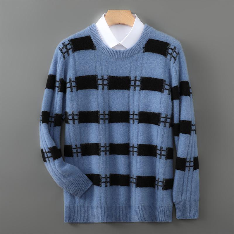 2025 A/W Men s Loose Plaid Knit Pullover Sweater L