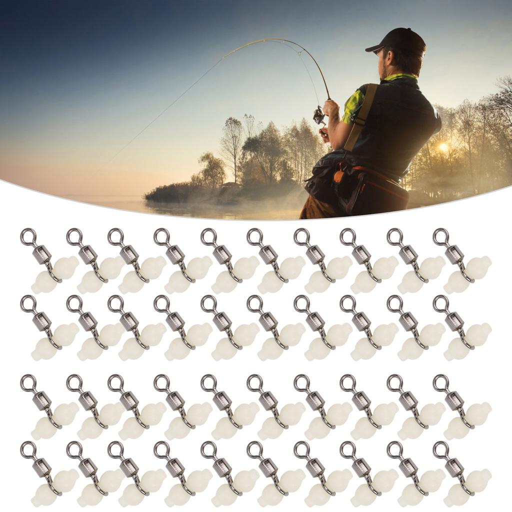 50Pcs Luminous 3 Way Gourd 8‑shape Swivel Hook Line Splitter Balancing Fishing Accessory