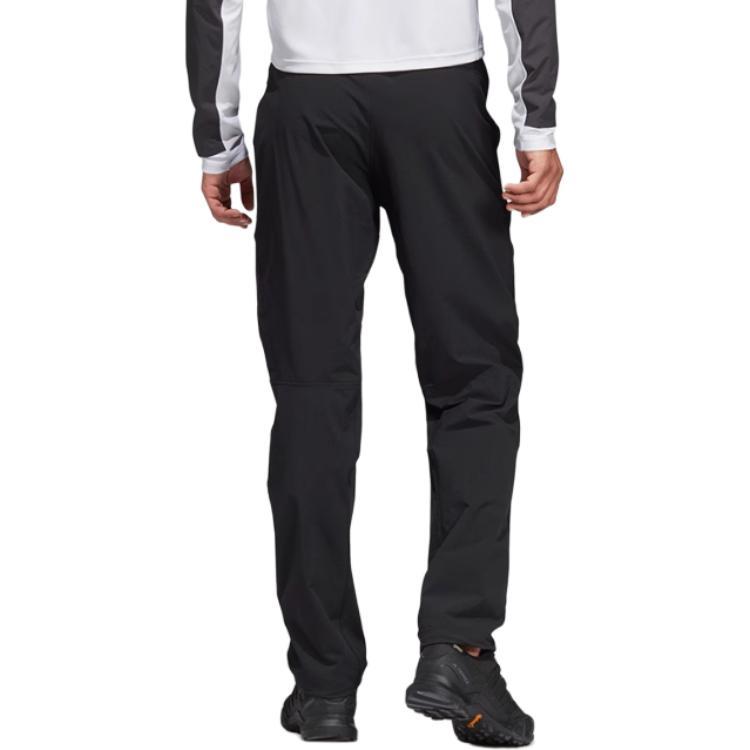 Adidas Outdoor Series Breathable Solid Color Mid-Rise Knitted Sports Pants Men Bottoms Black CF4698