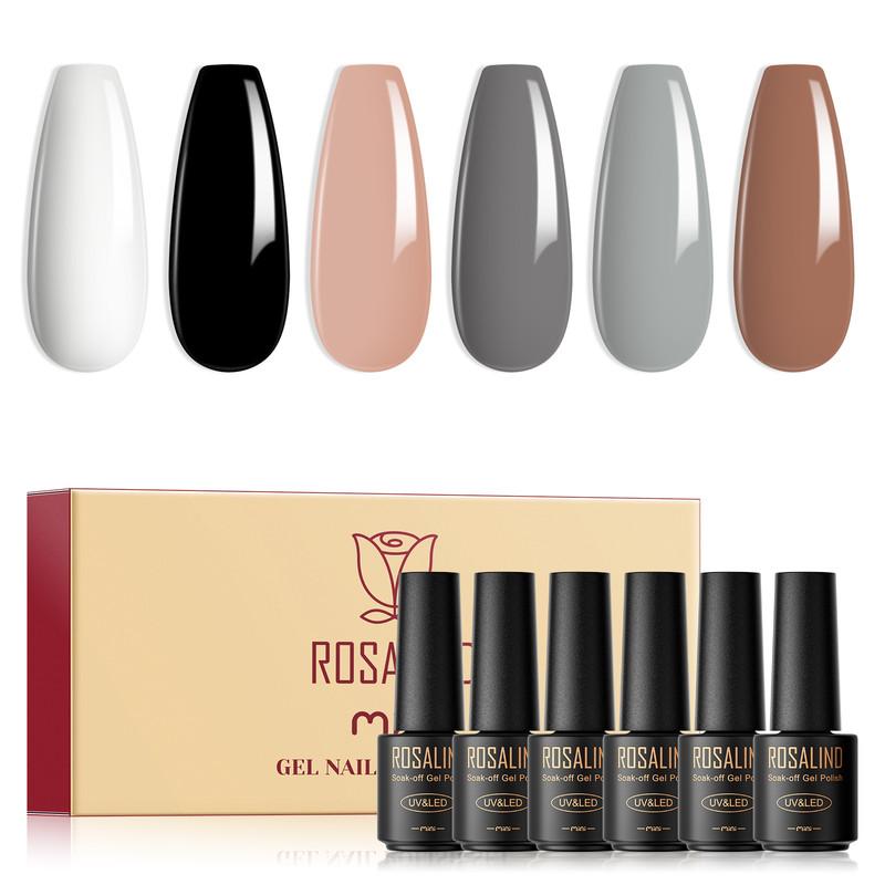 ROSALIND Nagellack-Set – 6 Stück semi-permanenter UV-Lampen-Gel-Lack mit leuchtenden und reflektierenden Effekten