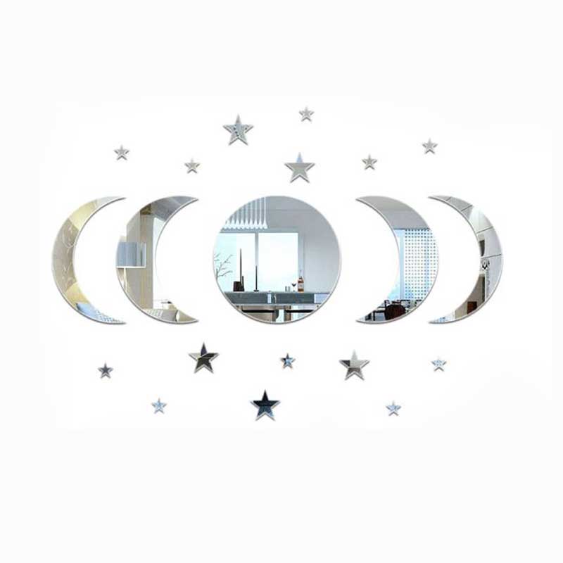 20pcs Acrylic Star Moon Shape Wall Sticker Lenses for Wall Decoration In Living Rooms, Bedrooms, and Other Places Decoration