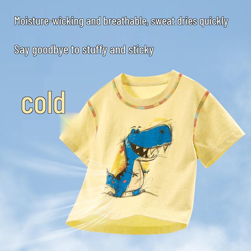 Boys' 2026 Summer Graffiti Dinosaur Short Sleeve T-Shirt
