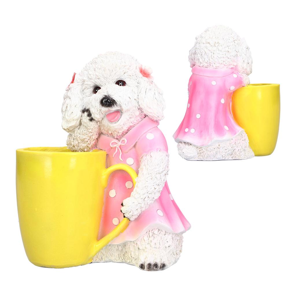 Animal Vase Decoration Resin Hand Painted Simulation Dog Flowerpot Ornament for Garden