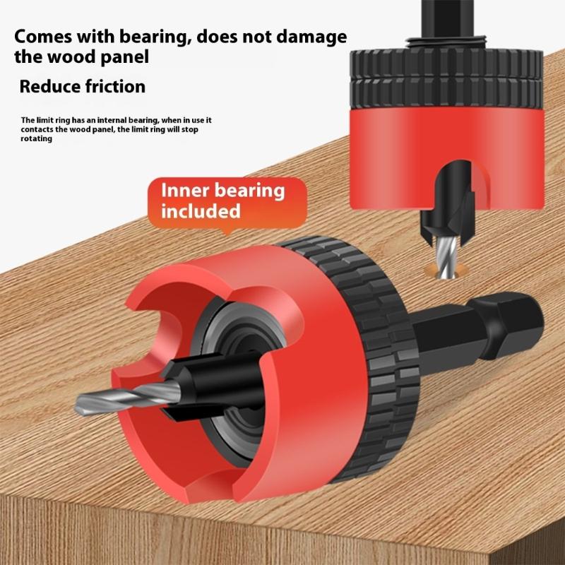 High Strength Steel Countersink Drill Tool For Adjustable Depth Countersinking In Woodworking Projects Smooth Bearing