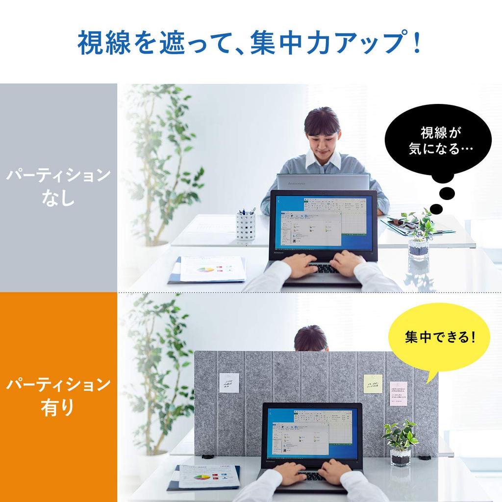 Sanwa Direct Felt Desk Partition, Clamp Mount, 100cm Wide X 60cm High, Foldable, Gray, 100-DPT005LGY