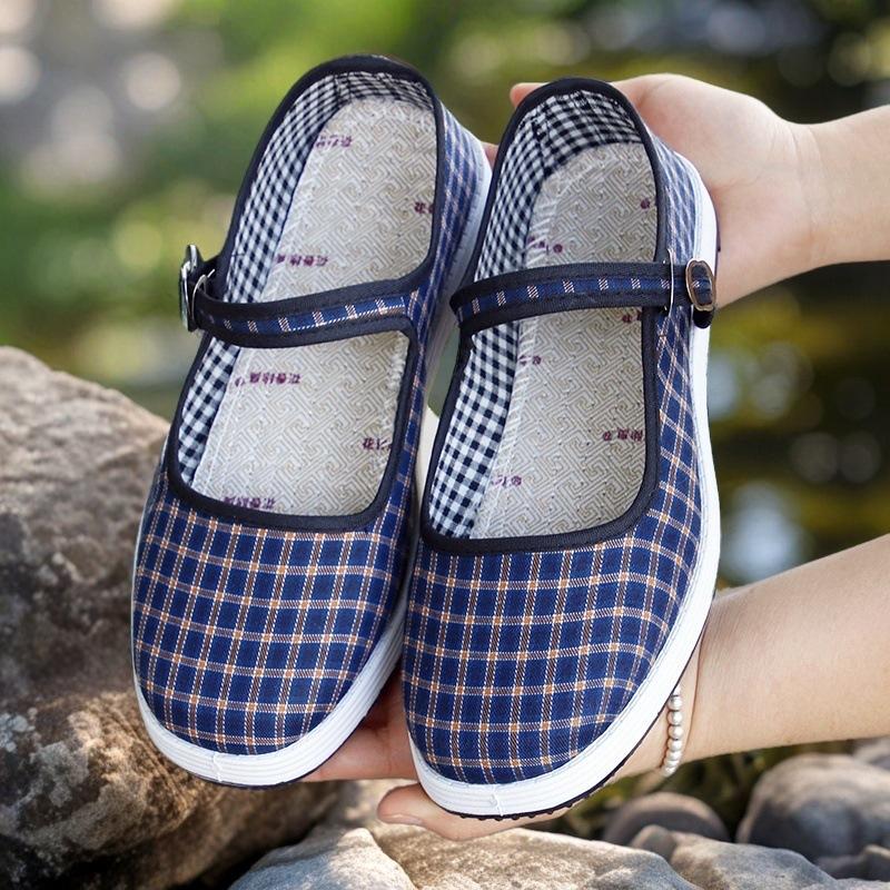 

Women s Spring Buckle-Fastened Flat-Sole Round-Toe Low-Top Corduroy Mum Work Shoes 41