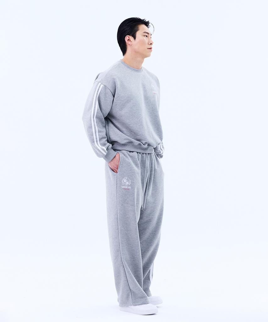 Mihag Ivy League Track Line Wide Pants (Gray)