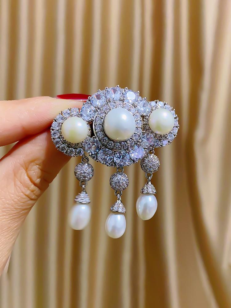 SUYU Fashion Corsage Tassel Cubic Zirconia Imitation Zircon Suit Coat Clothing Accessories Brooch Brooch