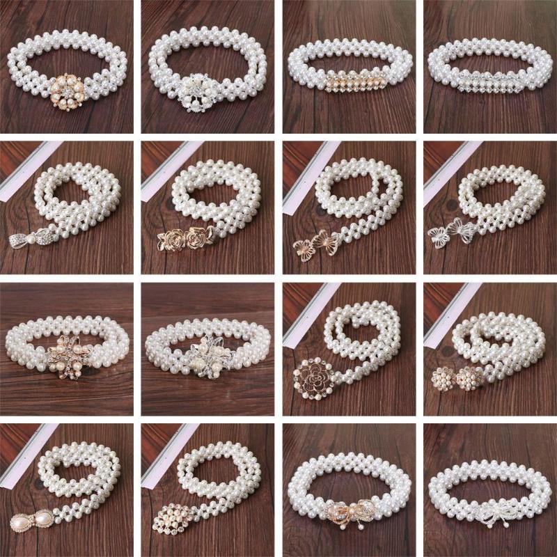 Waistband With Pearl Elegant Simple Waist Chain Ladies' Elastic Thin Pearl Waist Belt