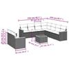 VidaXL Salon de Jardin avec Coussins 10 pcs, Canapés de Terrasse, Ensemble de Meubles de Patio, Mobilier d'Extérieur, Noir 3226104