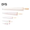 2Pcs White Paper Umbrella Chinese Style DIY Crafts Decorative Oil-paper Painting Umbrella Wooden Handle Oriental Parasol Party Favors