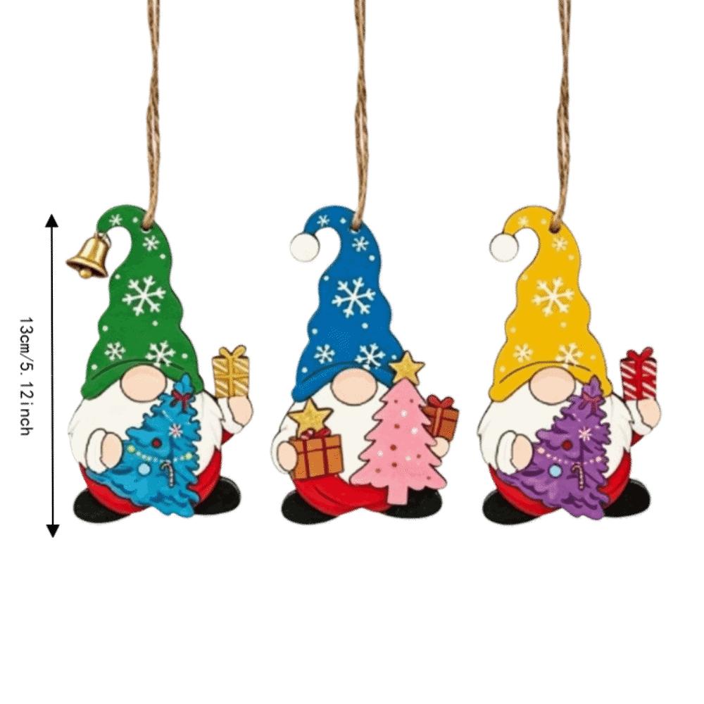3 Pcs 2D Flat Christmas Tree Ornaments Wooden Christmas Decor Xmas Hanging Pendant Christmas Tree