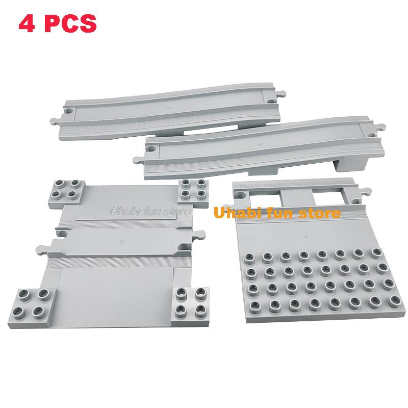 Non-Toxic Rail Transport Big Size Building Blocks Creative Track Accessories Assemble Toys For Children Bricks Compatible City Train Set