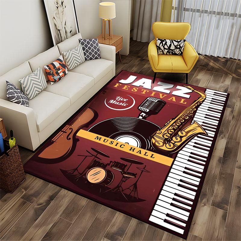 Jazz Festival Music Carpet suitable as a non-slip mat for the living room or bedroom sofa