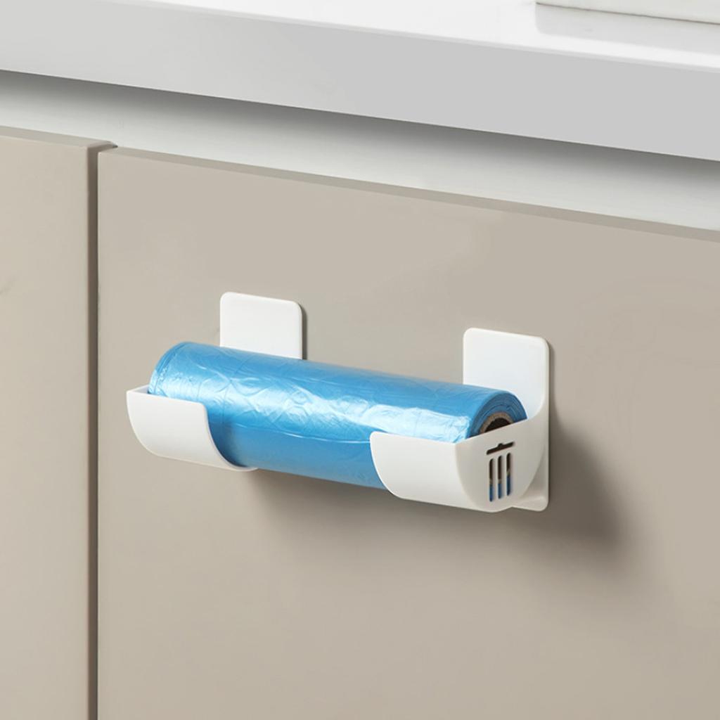 4pcs Wall Mounted Trash Bags Storage Rack Garbage Bag Holder Organizer Plastic Bag Film Container Dispenser for Kitchen Shelf