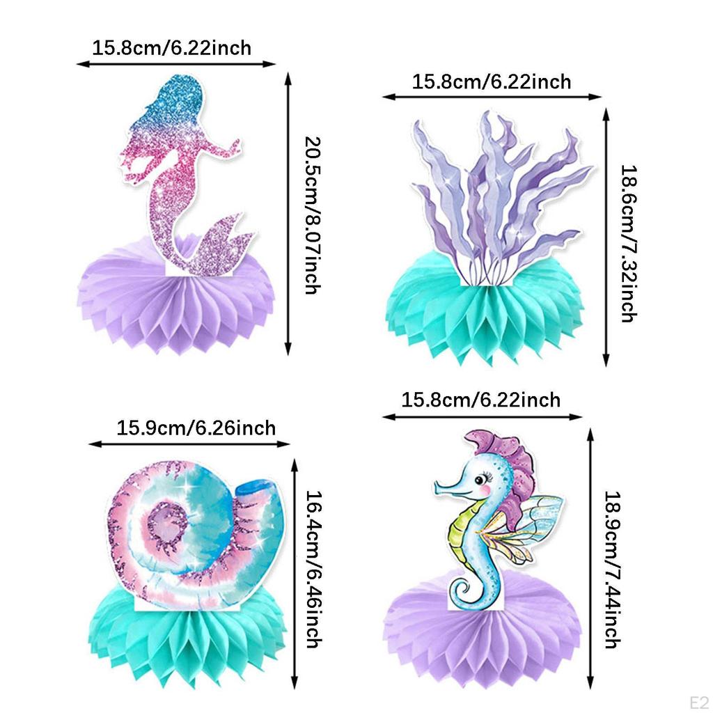 Mermaid Honeycomb Centerpieces DIY Cute Table Decoration Under The Sea for Shower Celebration Gifts