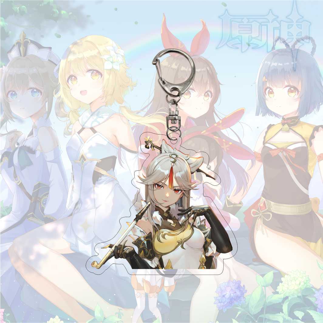 

Брелок для ключей с рисунком аниме Genshin Impact, акриловый двухсторонний прозрачный брелок для ключей, аксессуары, ювелирные изделия для фанатов, подарки 6CM