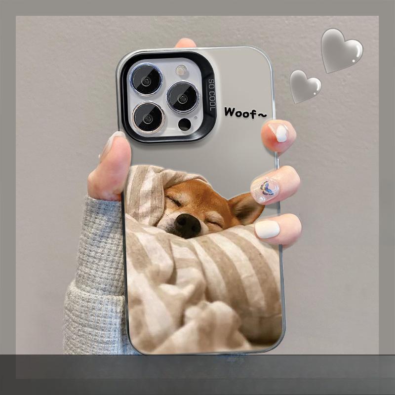 Suitable for Opporeno10pro Mobile Phone Case Summer FindX6 Cute Quilted Cat and Dog Stand A72 Color Silver Matte