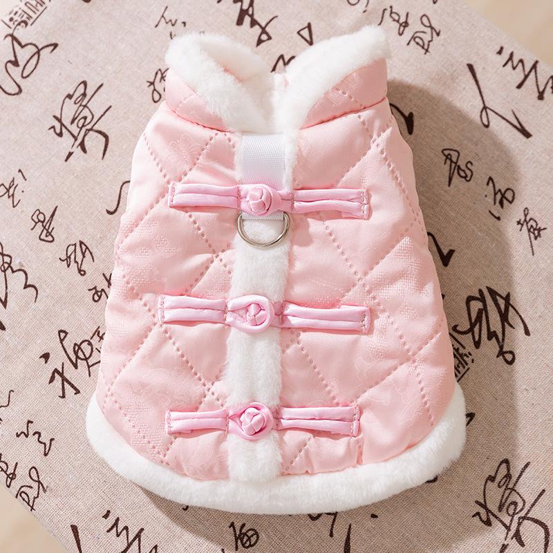 New cat clothes Chinese Tang clothing buckle autumn and winter warm into cat kittens small dogs dog vests pet cotton-padded clothes