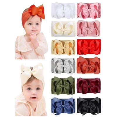 6pcs/set Large Ribbon Bow Headband for Baby Girls Sweet Wide Nylon Turban Newborn Bowbot Headwrap Soft Babe Hair Accessories