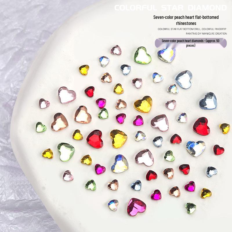 

50pcs Peach Heart Japanese Minimalist Nail Art Rhinestones