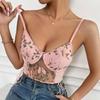 Sommer Floral Stickerei Crop Tops Frauen Spitze Mesh Schmetterling Gummiband Cami Top Damen Sexy Casual Backless Kurze Tank Top