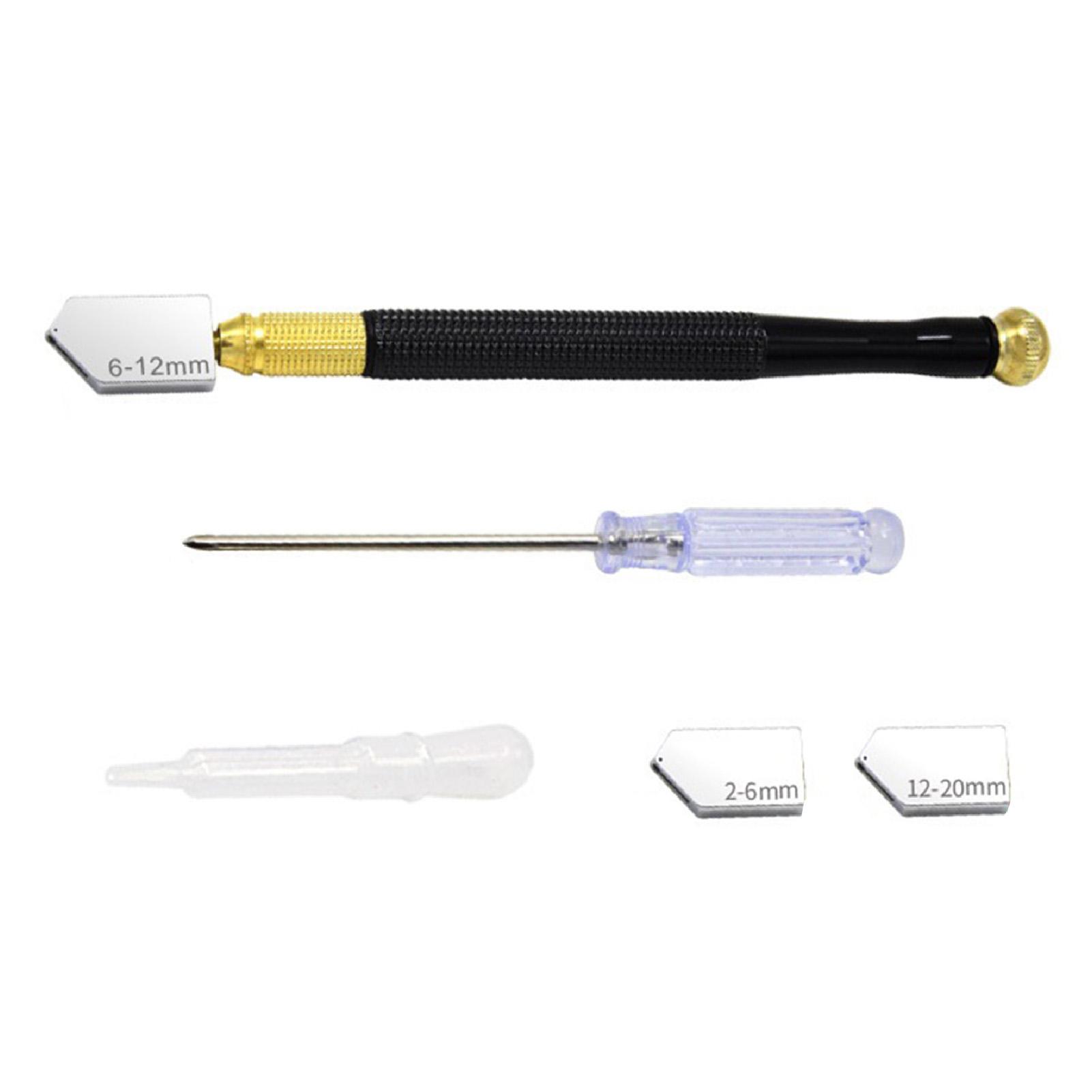 

5PCS Pencil Style Glass Cutter Oil Feed Diamond Incisive Anti Slip Threaded Glass Cutter Tool Set for Window