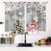 2pcs Green Pine Branch Golden Christmas Ball Pattern Curtains,Kitchen Curtain for Bedroom Living Room Home Holiday Decoration