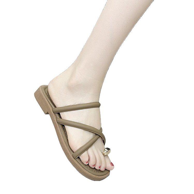 Platform slippers women wear high-end non-slip shoes children 2025 summer new fashion set toe beach cool slippers