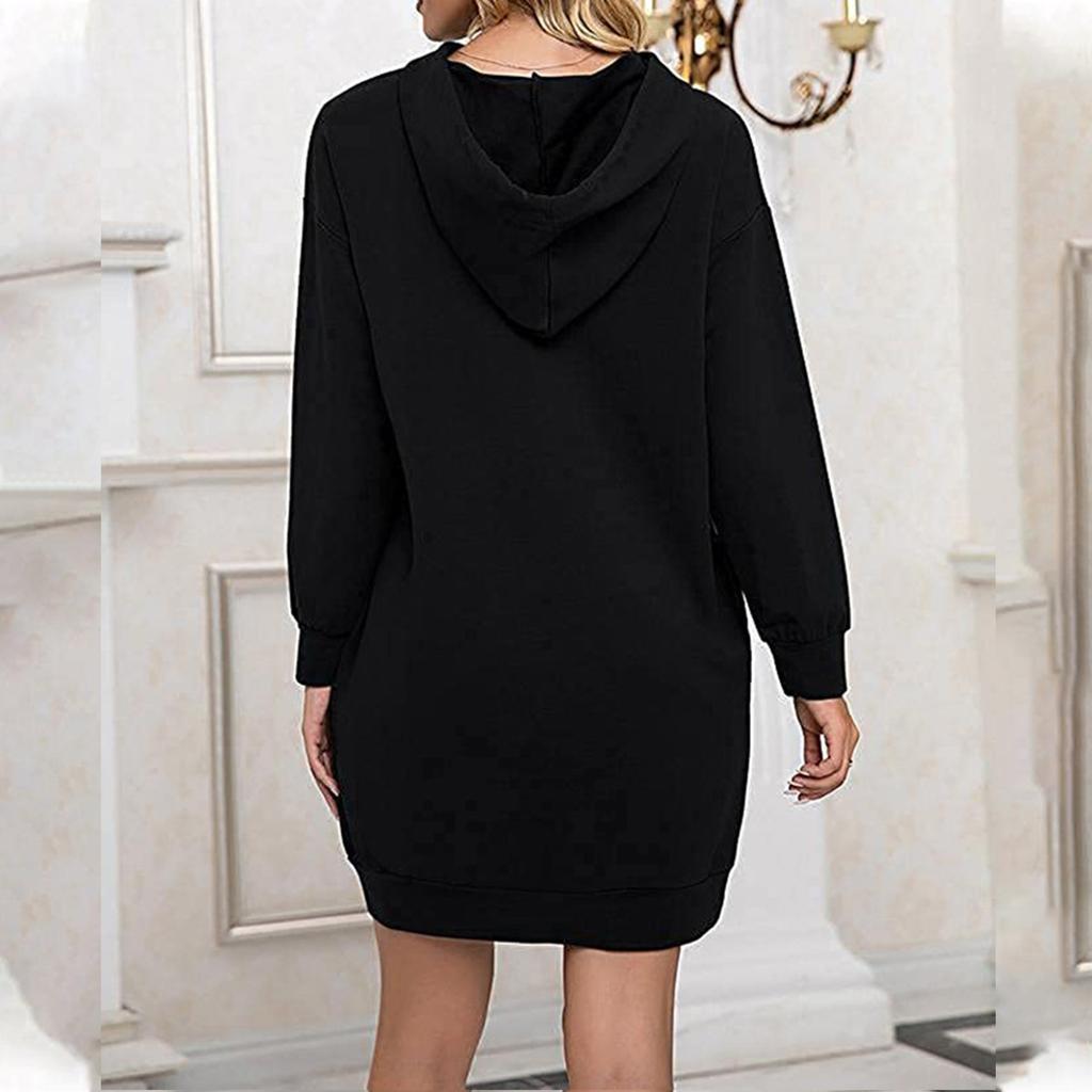 Women's Mid-Length Hooded Drawstring Long-Sleeve Sweatshirt - Versatile  Casual Wear